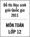 Đề thi học sinh giỏi Quốc gia môn Toán lớp 12 năm 2011