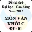 Đề thi thử Đại học năm 2013 - môn Ngữ văn (Khối C - Đề 1)