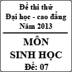 Đề thi thử Đại học năm 2013 - môn Sinh học (Đề 07)
