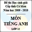 Đề thi học sinh giỏi tỉnh Cà Mau lớp 12 năm 2010 môn Tiếng Anh