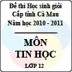 Đề thi học sinh giỏi tỉnh Cà Mau lớp 12 năm 2011 môn Tin học