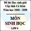 Đề thi học sinh giỏi tỉnh Cà Mau lớp 9 năm 2009 môn Sinh học