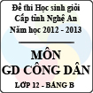 Đề thi học sinh giỏi tỉnh Nghệ An năm 2012 - 2013 môn Giáo dục công dân lớp 12 Bảng B (Có đáp án)
