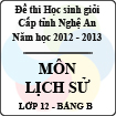 Đề thi học sinh giỏi tỉnh Nghệ An năm 2012 - 2013 môn Lịch sử lớp 12 Bảng B (Có đáp án)