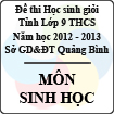 Đề thi học sinh giỏi lớp 9 THCS tỉnh Quảng Bình năm học 2012 - 2013 môn Sinh học - Có đáp án
