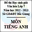 Đề thi học sinh giỏi Văn hóa lớp 7 tỉnh Bắc Giang năm học 2012 - 2013 môn Tiếng Anh - Có đáp án