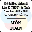 Đề thi học sinh giỏi lớp 12 THPT tỉnh Bến Tre năm học 2009 - 2010 môn Toán