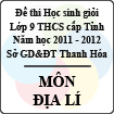 Đề thi học sinh giỏi lớp 9 THCS tỉnh Thanh Hóa năm học 2011 - 2012 môn Địa lý (Có đáp án)