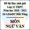 Đề thi học sinh giỏi lớp 12 THPT tỉnh Đăk Nông năm học 2010 - 2011 môn Ngữ văn