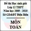 Đề thi học sinh giỏi cấp cơ sở tỉnh Điện Biên năm 2010 môn Toán lớp 12 - Có đáp án