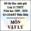Đề thi học sinh giỏi cấp cơ sở tỉnh Điện Biên năm 2010 môn Vật lý lớp 12 - Có đáp án