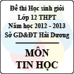 Đề thi học sinh giỏi lớp 12 THPT tỉnh Hải Dương năm học 2012 - 2013 môn Tin học - Có đáp án