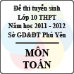 Đề thi tuyển sinh lớp 10 THPT tỉnh Phú Yên năm học 2011 - 2012 môn Toán - Có đáp án