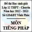 Đề thi học sinh giỏi lớp 12 THPT chuyên tỉnh Vĩnh Phúc năm 2013 môn Tiếng Pháp - Có đáp án