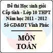 Đề thi học sinh giỏi lớp 10 THPT tỉnh Vĩnh Phúc năm 2012 môn Toán - Có đáp án