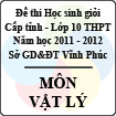 Đề thi học sinh giỏi lớp 10 THPT tỉnh Vĩnh Phúc năm 2012 môn Vật lý - Có đáp án