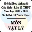 Đề thi học sinh giỏi lớp 11 THPT tỉnh Vĩnh Phúc năm 2012 môn Vật lý - Có đáp án