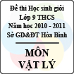 Đề thi học sinh giỏi lớp 9 THCS tỉnh Hòa Bình năm 2010 - 2011 môn Vật lý - Có đáp án
