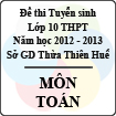 Đề thi tuyển sinh lớp 10 THPT tỉnh Thừa Thiên Huế năm học 2012 - 2013 môn Toán - Có đáp án