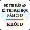 Đề thi - Đáp án thi Đại học năm 2013 - Khối D