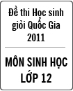 Đề thi học sinh giỏi Quốc gia môn Sinh học lớp 12 năm 2011 - Có đáp án (Ngày thi thứ nhất)