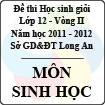 Đề thi học sinh giỏi tỉnh Long An lớp 12 vòng 2 năm 2011 - 2012 môn Sinh học