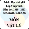 Đề thi học sinh giỏi tỉnh Long An lớp 9 năm 2011 môn Vật lí