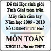 Đề thi học sinh giỏi giải toán trên Máy tính cầm tay tỉnh Thừa Thiên Huế - Khối 12 hệ bổ túc (2009 - 2010)