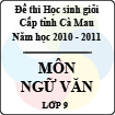 Đề thi học sinh giỏi tỉnh Cà Mau lớp 9 năm 2011 môn Ngữ văn