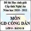 Đề thi học sinh giỏi tỉnh Nghệ An năm 2010 - 2011 môn Giáo dục công dân lớp 9 Bảng B (Có đáp án)