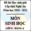 Đề thi học sinh giỏi tỉnh Nghệ An năm 2010 - 2011 môn Sinh học lớp 9 Bảng A (Có đáp án)