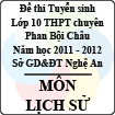 Đề thi tuyển sinh lớp 10 THPT chuyên Phan Bội Châu năm 2011 - 2012 môn Lịch sử (Có đáp án)