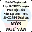 Đề thi tuyển sinh lớp 10 THPT chuyên Phan Bội Châu năm 2011 - 2012 môn Ngữ văn (Có đáp án)