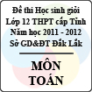 Đề thi học sinh giỏi lớp 12 THPT tỉnh Đăk Lăk năm học 2011 - 2012 môn Toán (Có đáp án)