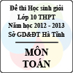 Đề thi học sinh giỏi lớp 10 THPT tỉnh Hà Tĩnh năm học 2012 - 2013 môn Toán - Có đáp án