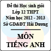Đề thi học sinh giỏi lớp 12 THPT tỉnh Hải Dương năm học 2012 - 2013 môn Tiếng Anh - Có đáp án