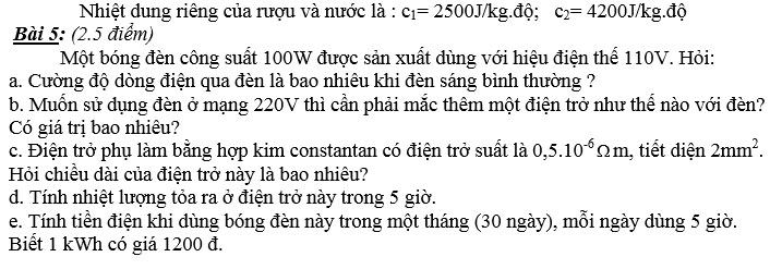 Đề thi học sinh giỏi môn Vật lý lớp 9 năm 2015