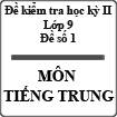 Đề kiểm tra học kì II lớp 9 môn tiếng Trung Quốc - Đề 1