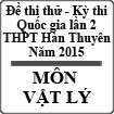 Đề thi thử ĐH 2015 môn Lý lần 2 của THPT Hàn Thuyên Bắc Ninh