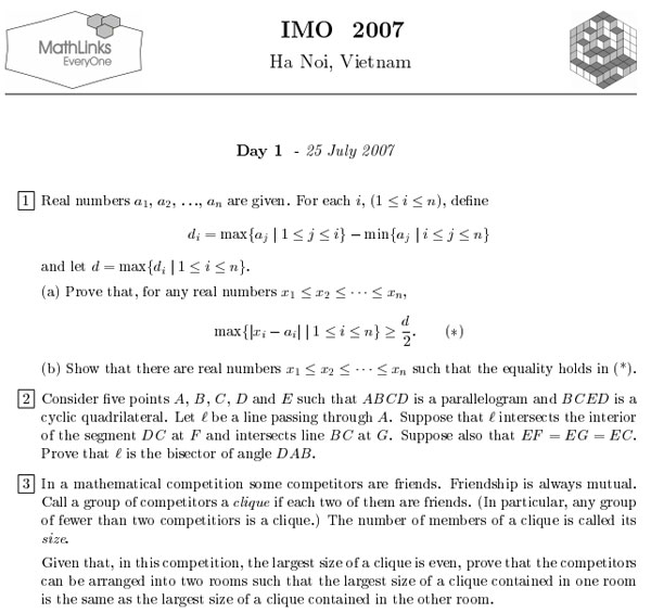 Đề thi toán quốc tế 2007