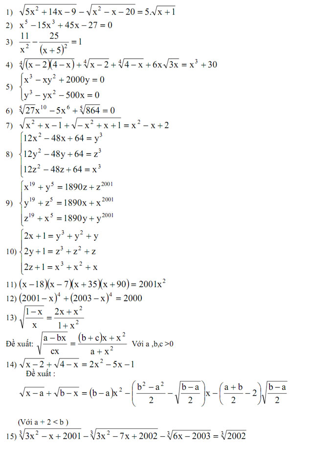 Tuyển chọn 100 bài phương trình và hệ phương trình VnDoc