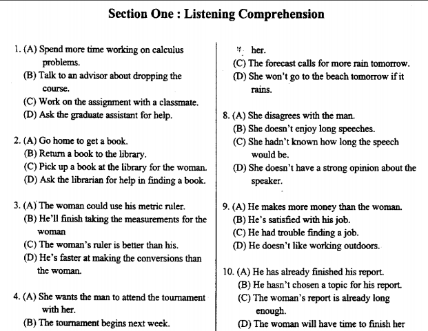 Đề thi TOEFL năm 2000