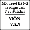 Tác phẩm Một người Hà Nội và phong cách của Nguyễn Khải