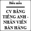 Mẫu CV bằng tiếng Anh - Sales