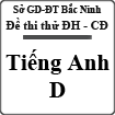 Đề thi thử đại học môn Tiếng Anh khối D tỉnh Bắc Ninh có đáp án