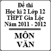 Đề thi học kì 2 môn Ngữ văn lớp 12 trường THPT Gia Lộc, Hải Dương năm học 2011-2012