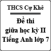 Đề thi giữa học kỳ II môn Tiếng Anh lớp 7 THCS Cự Khê năm 2015