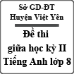Đề thi giữa học kỳ II môn Tiếng Anh lớp 8 huyện Việt Yên năm 2015