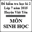 Đề thi giữa học kỳ 2 môn Sinh học lớp 7 huyện Việt Yên năm 2015