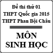 Đề thi thử THPT Quốc gia năm 2015 môn Sinh học trường THPT Phan Bội Châu, Quảng Nam (Số 1)